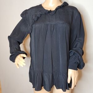 IRO Silk Viscose Black Amaze tunic blouse.  Size 36. Small